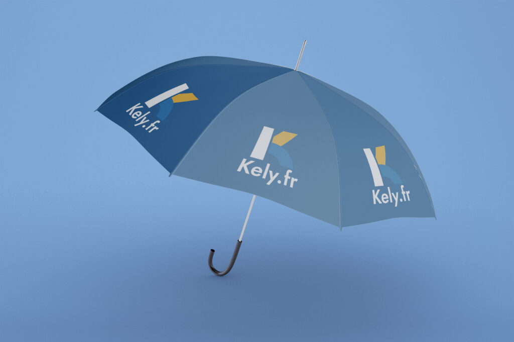 Le Parapluie publicitaire - Il protège de la pluie et possède une grande surface de promotion.